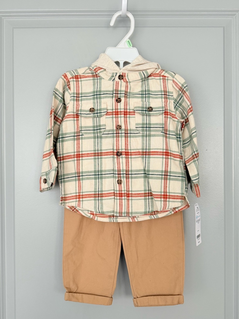 NWT Carter’s Toddler Plaid Hooded Outfit Set